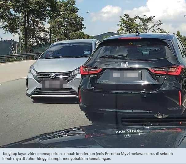 ‘Otak jatuh, nak kutip hilang’, tindakan ‘King Myvi’ lawan arus tengah-tengah highway PLUS dekat Johor sukar diterima akal