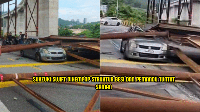 Pemandu wanita Suzuki Swift di MRR2 mahu failkan saman RM3 juta selepas keretanya dihempap struktur besi runtuh.