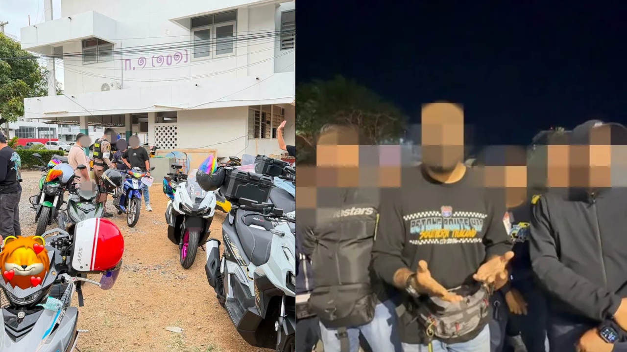 Sekumpulan penunggang motosikal Malaysia ditahan pihak polis Thailand ketika berada di Hat Yai.