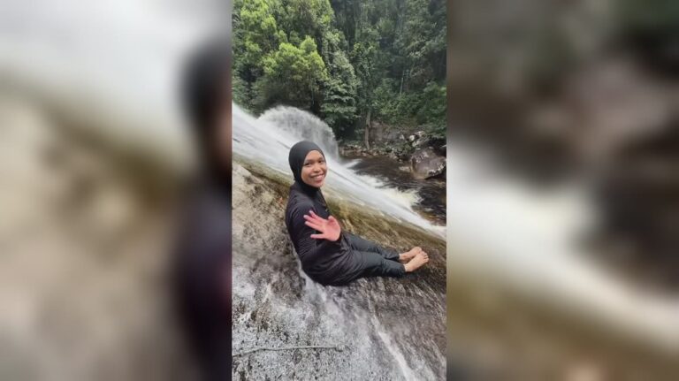 Aktiviti Luar – Wanita Teruja Main Gelongsor Air Terjun Semula Jadi Viral