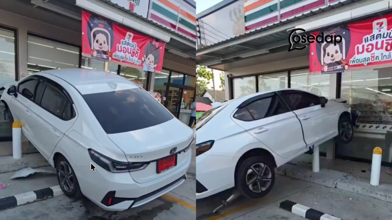 Cemana la sampai boleh melekat macam ni? Marah sebab mesin Slurpee 7E rosak ke?