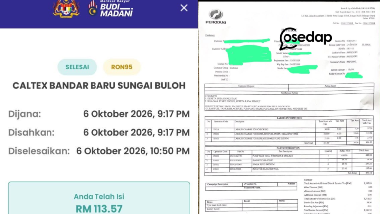 Baru Setahun Lebih Pakai, Wanita Dakwa Kereta Perodua Rosak Lepas Isi RON95, Terpaksa Bayar RM1,346 Untuk Baiki!